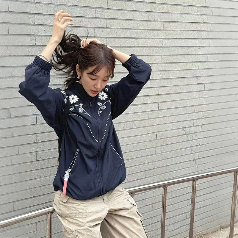 2025 Autumn New Style National Trend Floral Embroidery Street Retro Jacket Baseball Jacket for Men and Women, Versatile Couple Outerwear Top